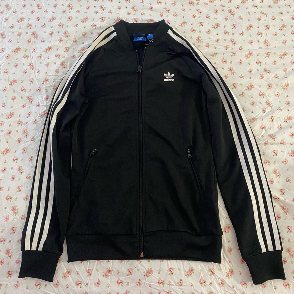 Adidas, black zip up sweater- Women’s Small/ Kids XL